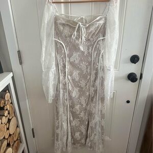 Elegant Maternity  Lace Overlay Dress